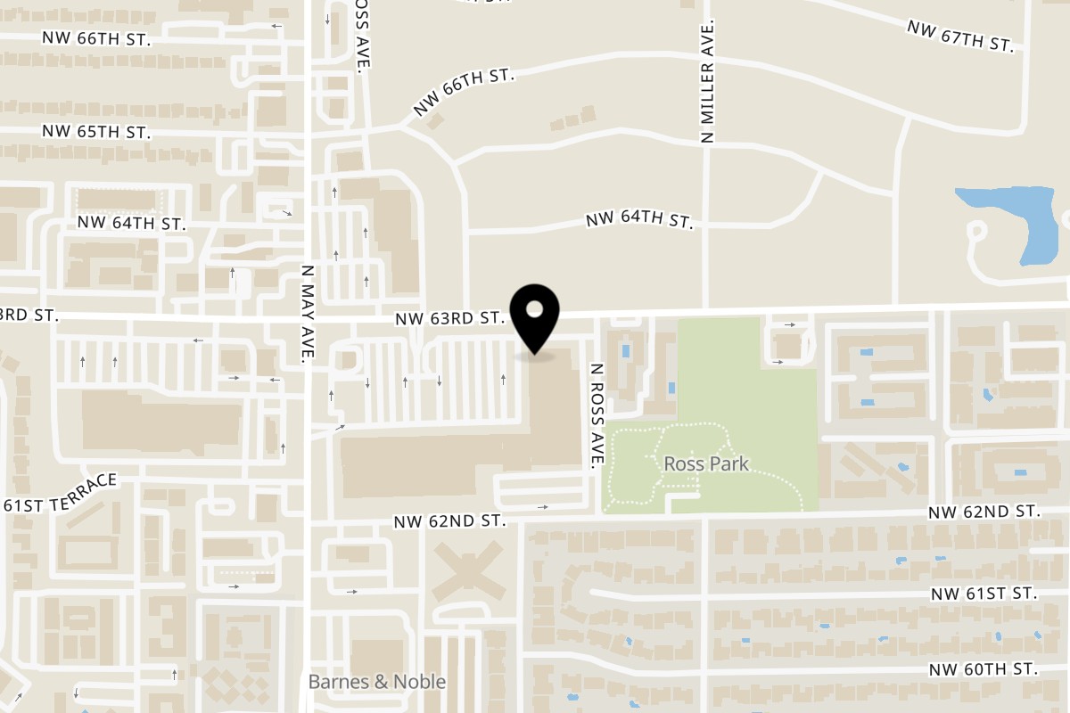 Map showing the location of Knockout Wings on 2800 NW 63rd St Suite 500 in Oklahoma City